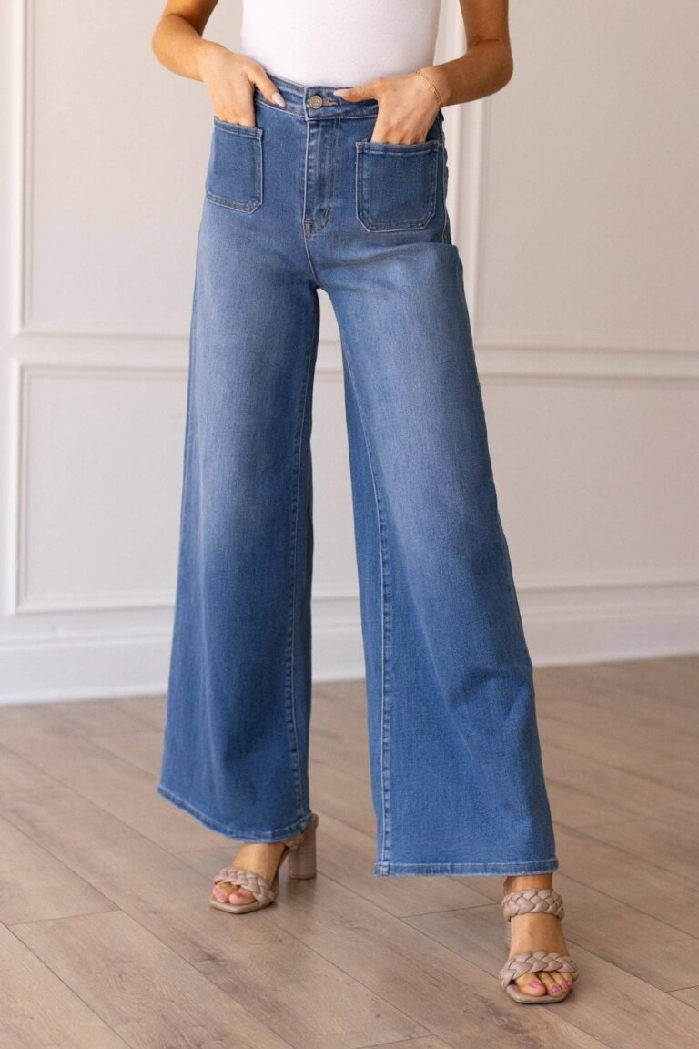Engine Extent Wide Leg Blue Wash Jeans