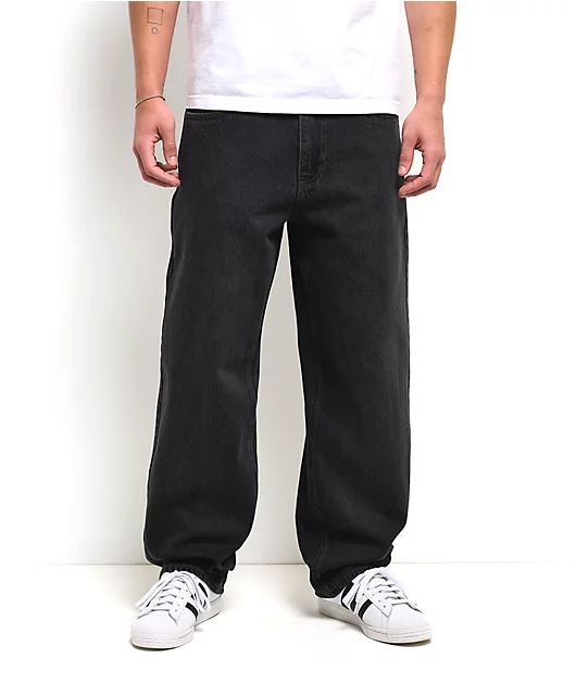 Empyre Distressed Black Baggy Jeans