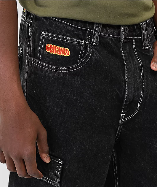 Marble Extent Wide Leg Black Denim Jeans